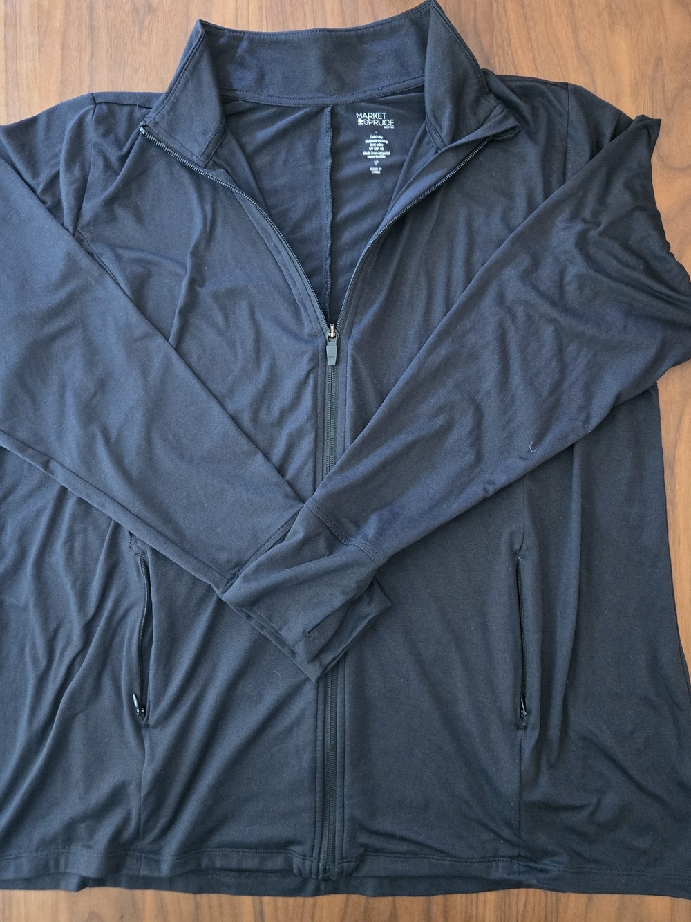 Market & Spruce Black Full Zip Track Jacket Mock Neck Activewear Athleisure 1X